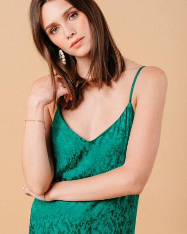 GREEN SATIN DRESS (MICHAELA) GRACE&MILA,S