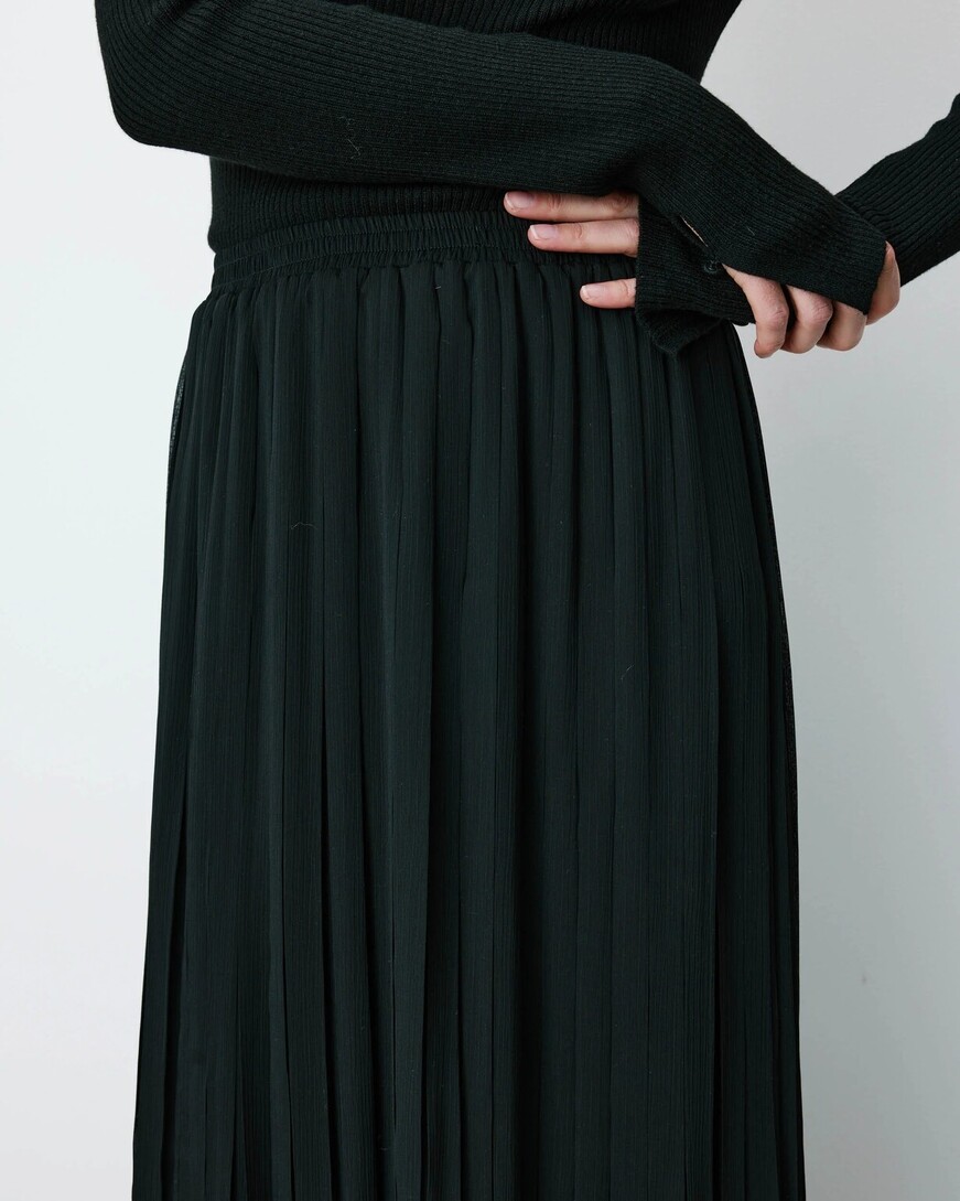 PLATED MAXI SKIRT NOIR ANISSA