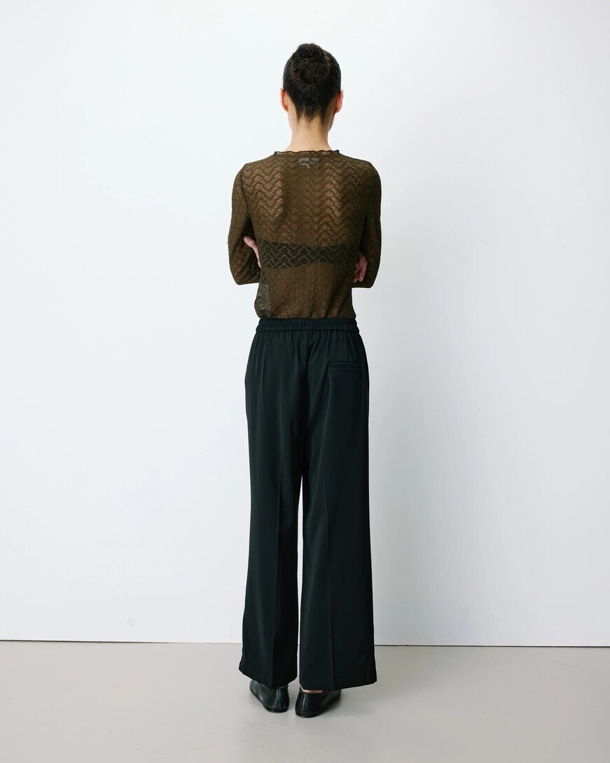 WIDE-LEG FLUID PANTS MID-RISE WAIST NOIR NOBLESSE