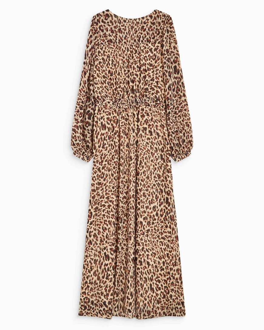 LONG V-NECK LONG-SLEEVE PRINTED DRESS LEO ALICE
