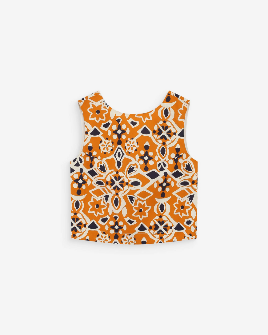  STAIGHT PRINTED TOP COGNAC VENISE