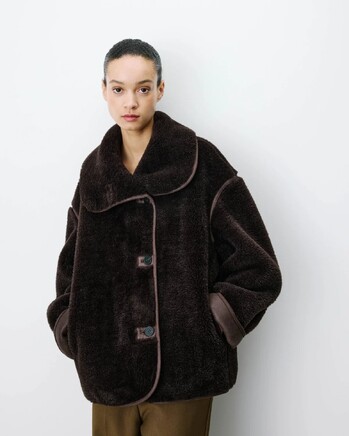BUTTONED FAUX-FUR COAT CHOCOLAT AMELIO