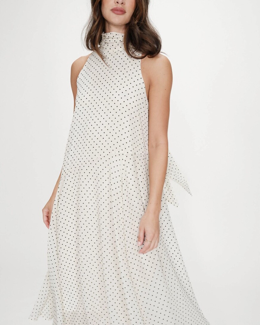LONG POLKA-DOT DRESS IVOIRE VALORIA