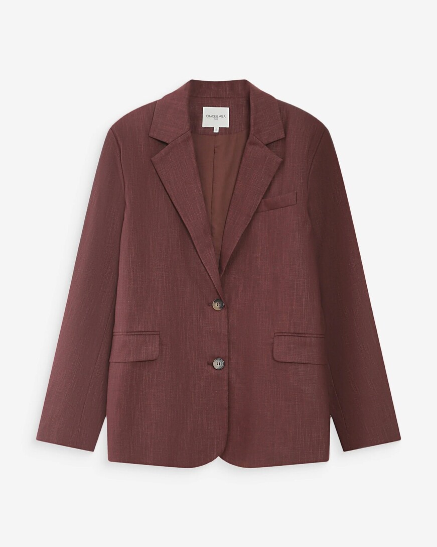 STRAIGHT BUTTONED LINEN SUIT CHOCOLAT VELIZE