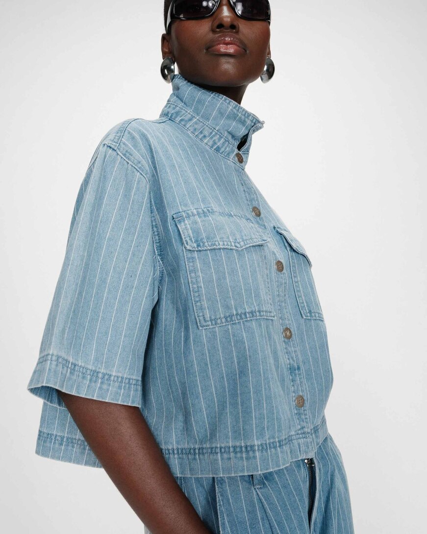 CROPPED DENIM SHIRT STRIPEDBLUE VITA