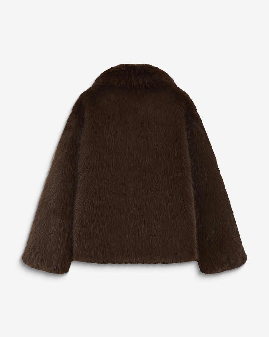 DOUBLE-BREASTED FAUX-FUR COAT CHOCOLAT AMY