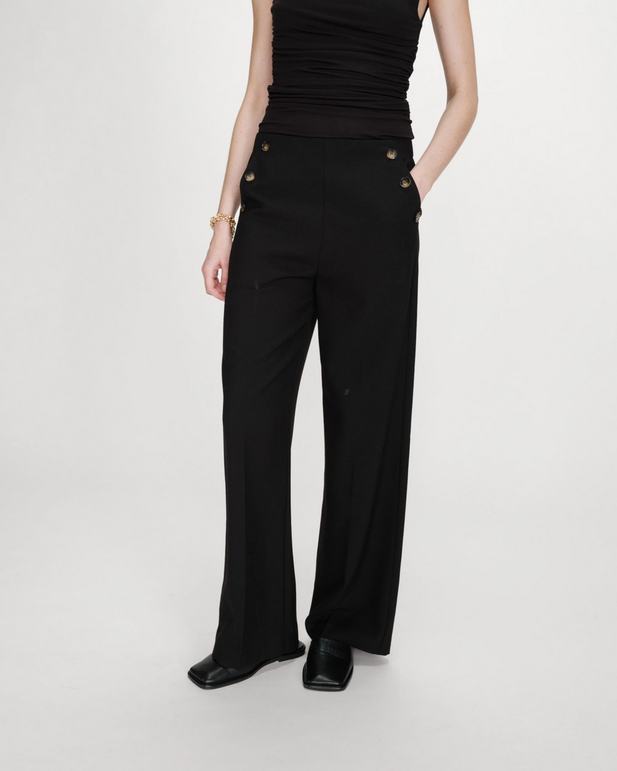 STRAIGHT TAILORED TROUSERS NOIR VALIGNY