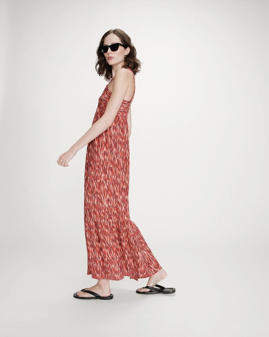 PRINTED FLARED MAXI DRESS WITH THIN STRAPS SANGOINE VENICIA,S
