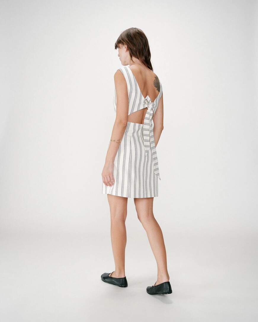 STRIPED SHORT DRESS WHITH OPEN BACK WEXANAS,S