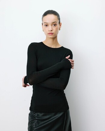 SECOND-SKIN CREW-NECK TOP NOIR ALKIAS