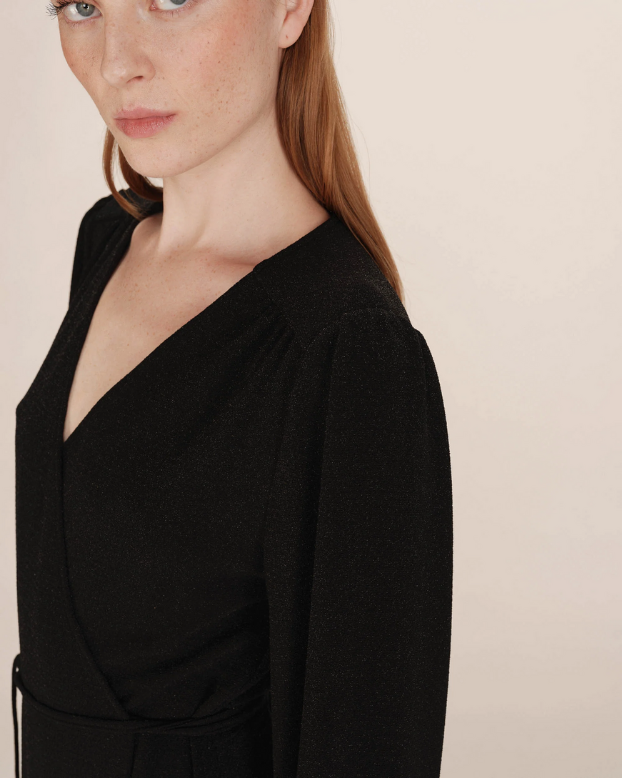 LONG WRAP DRESS BLACK TALIA GRACE&MILA,XL