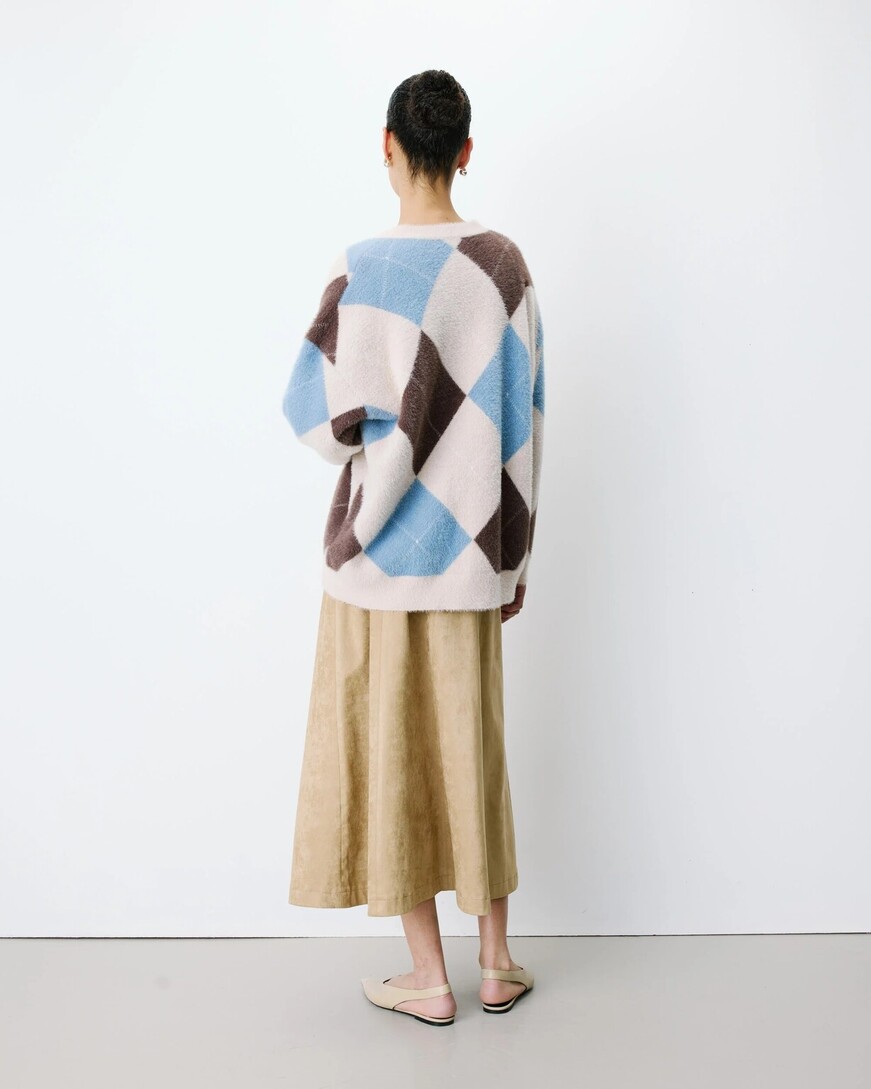 ARGYLE V-NECK CARDIGAN BLUET ALEXAN