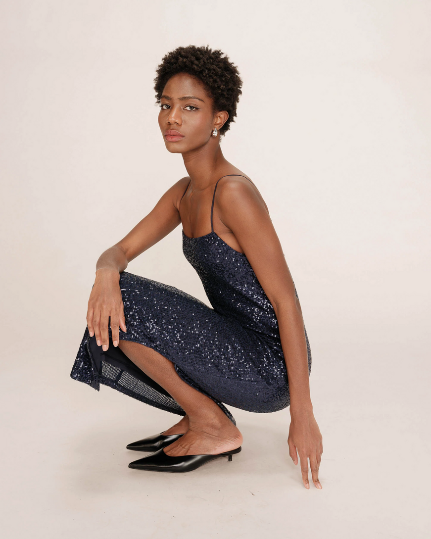LONG SEQUIN DRESS MARINE GRACE&MILA