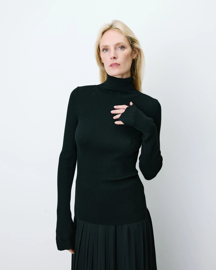 FITTED TURTLENECK SWEATER NOIR ALFRED