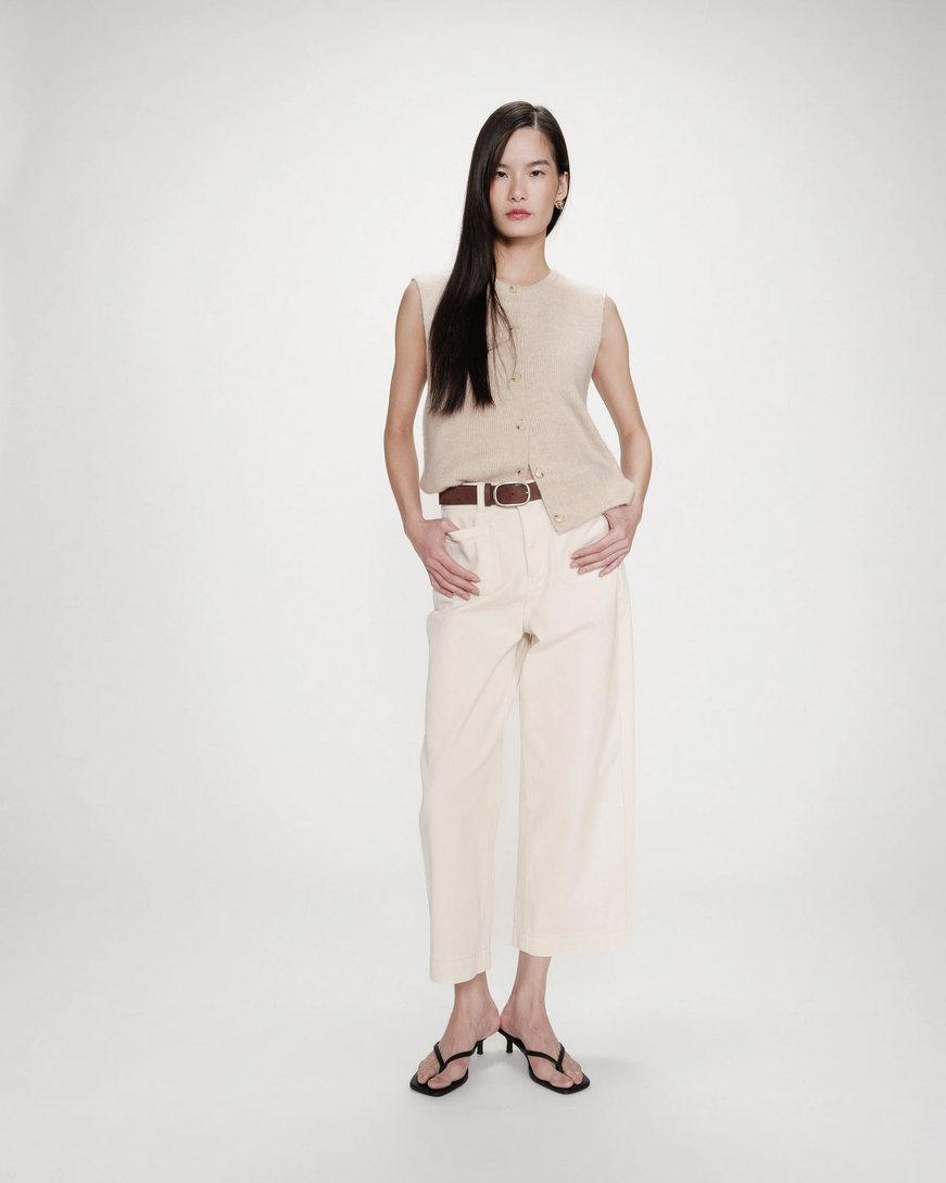 HIGH-WAIST LOOSE CROPPED JEANS ECRU JOE