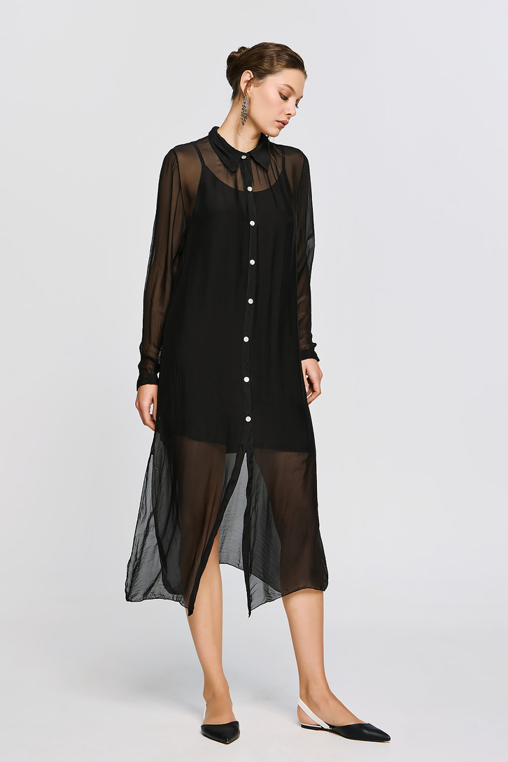 APHRODITE LONG SHIRT DRESS BLACK