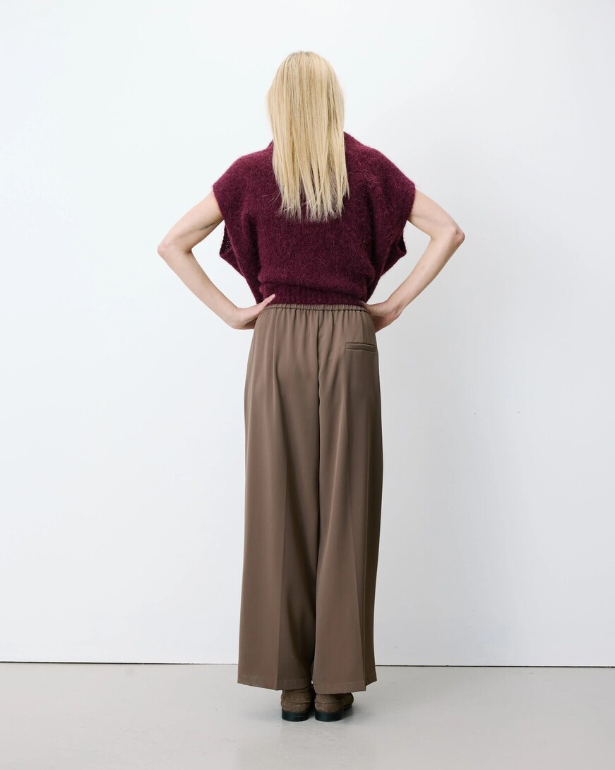 WIDE-LEG FLUID MIDE-RISE WAIST TAUPE NOBLESSE