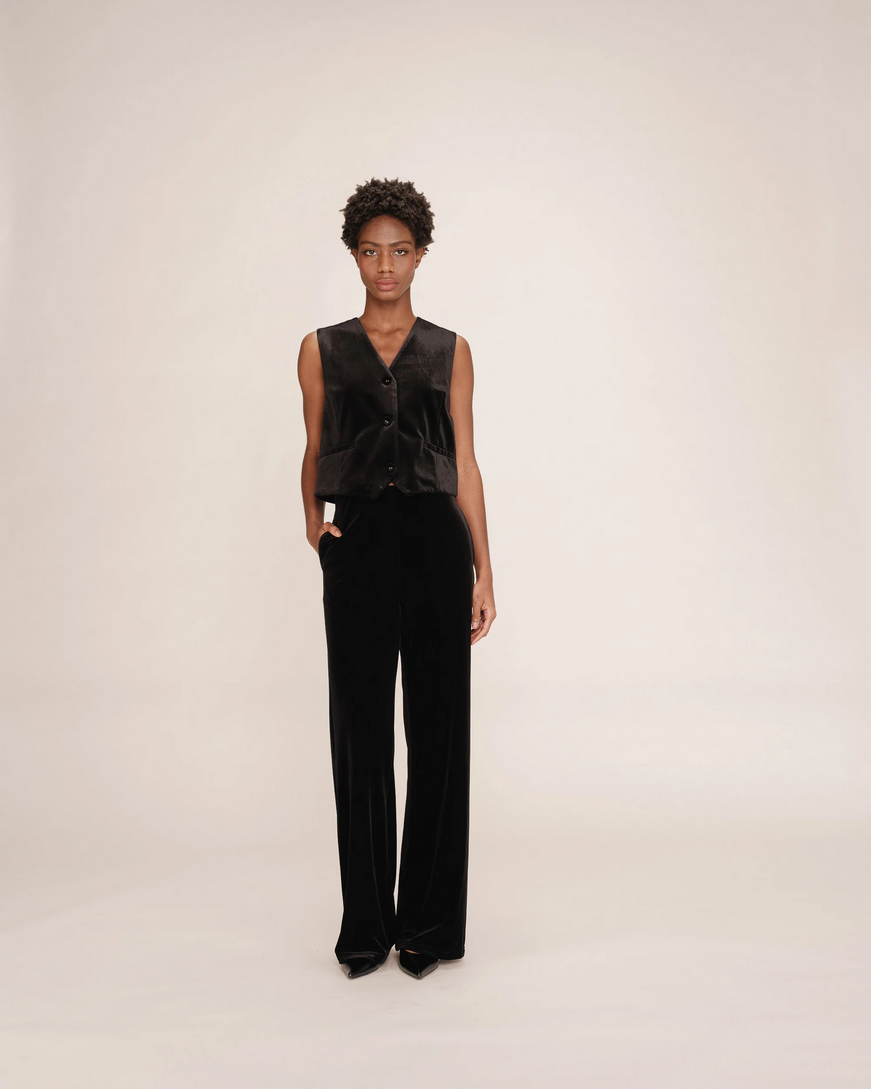 VELVET TAILORED TROUSERS BLACK TIGER GRACE&MILA