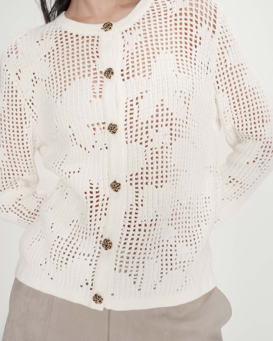 OPENWORK KNIT CARDIGAN ECRU VELASQUEZ