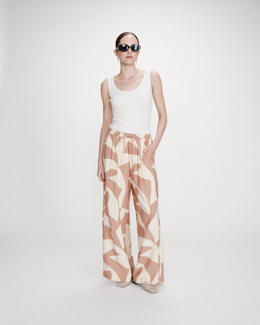 WIDE-LEG PRINTED PANTS MOCHA VENI