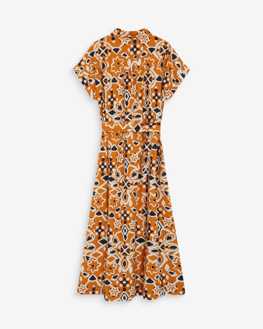 LONG PRINTED DRESS COGNAC VIRGINIA