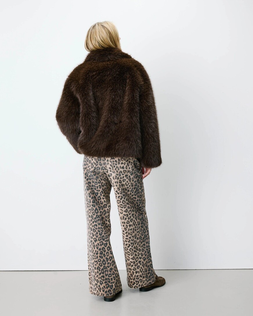 DOUBLE-BREASTED FAUX-FUR COAT CHOCOLAT AMY