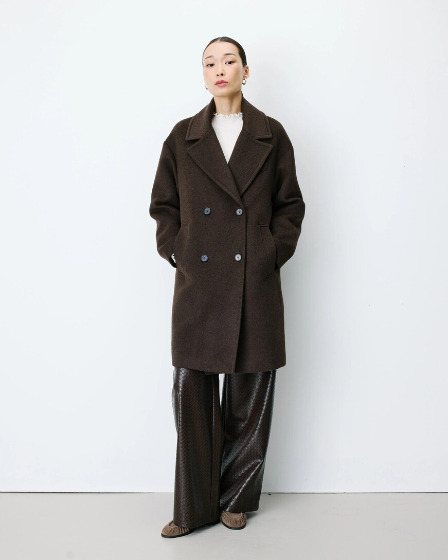 LONG DOUBLE-BREASTED COAT CHOCOLAT ALOIS