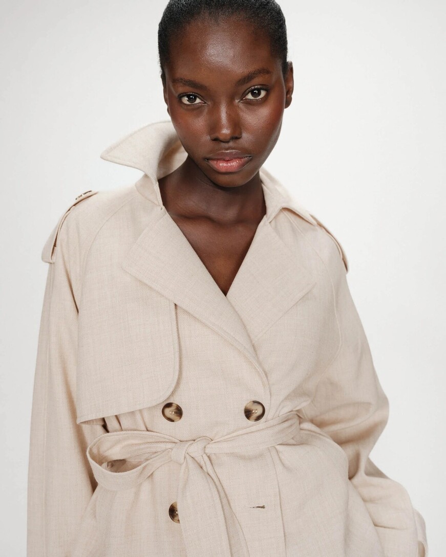 CROPPED BELTED TRENCH COAT VOGUE,M
