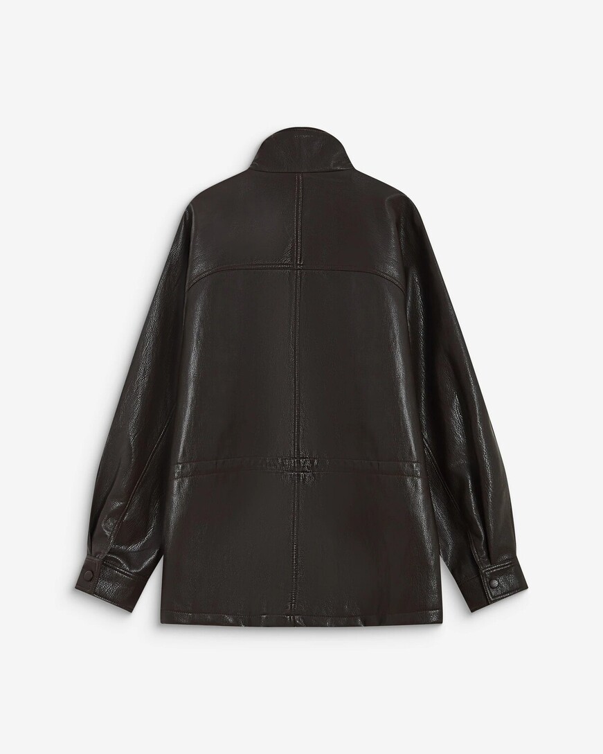 RELAXED FAUX-LEATHER JACKET CHOCOLAT AUBURN