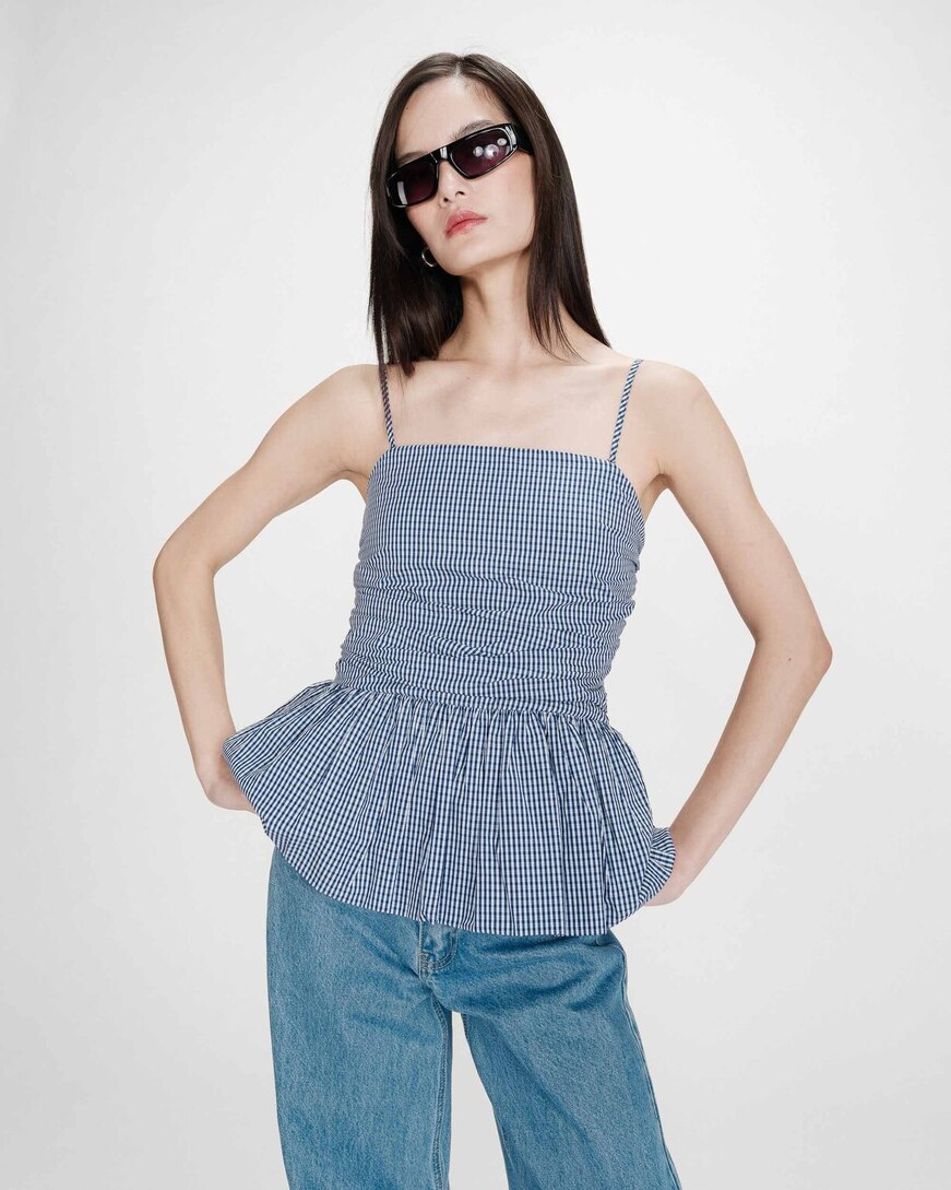FITTED PEPLUM TOP MARINE VALO