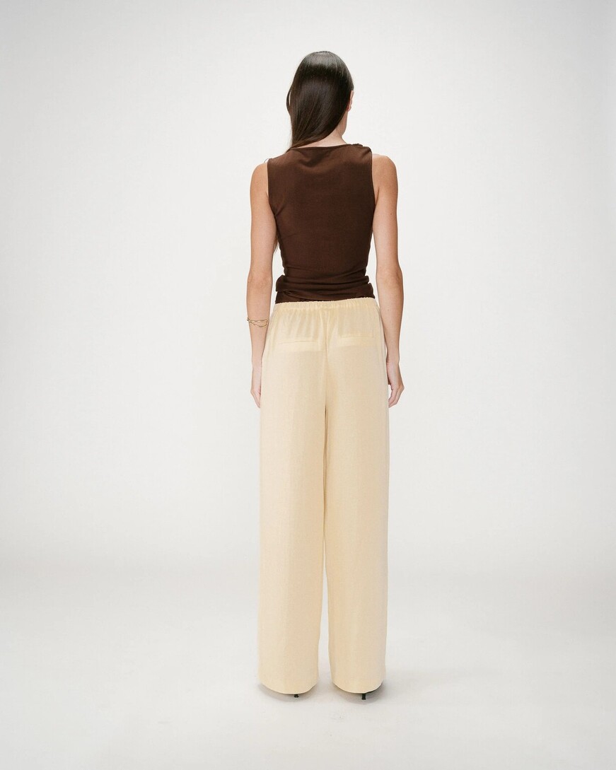 FLUID LINEN TAILORED PANTS JAUNE WALLY,L