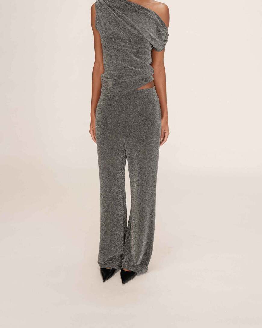 WIDE LUREX TROUSERS ARGENT TRUTH GRACE&MILA,S
