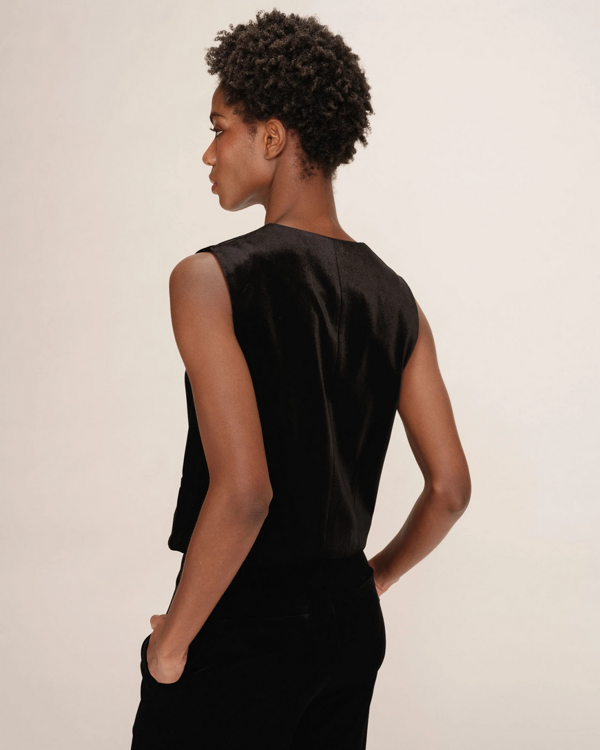 VELVET WAISTCOAT BLACK TOTEM GRACE&MILA,M