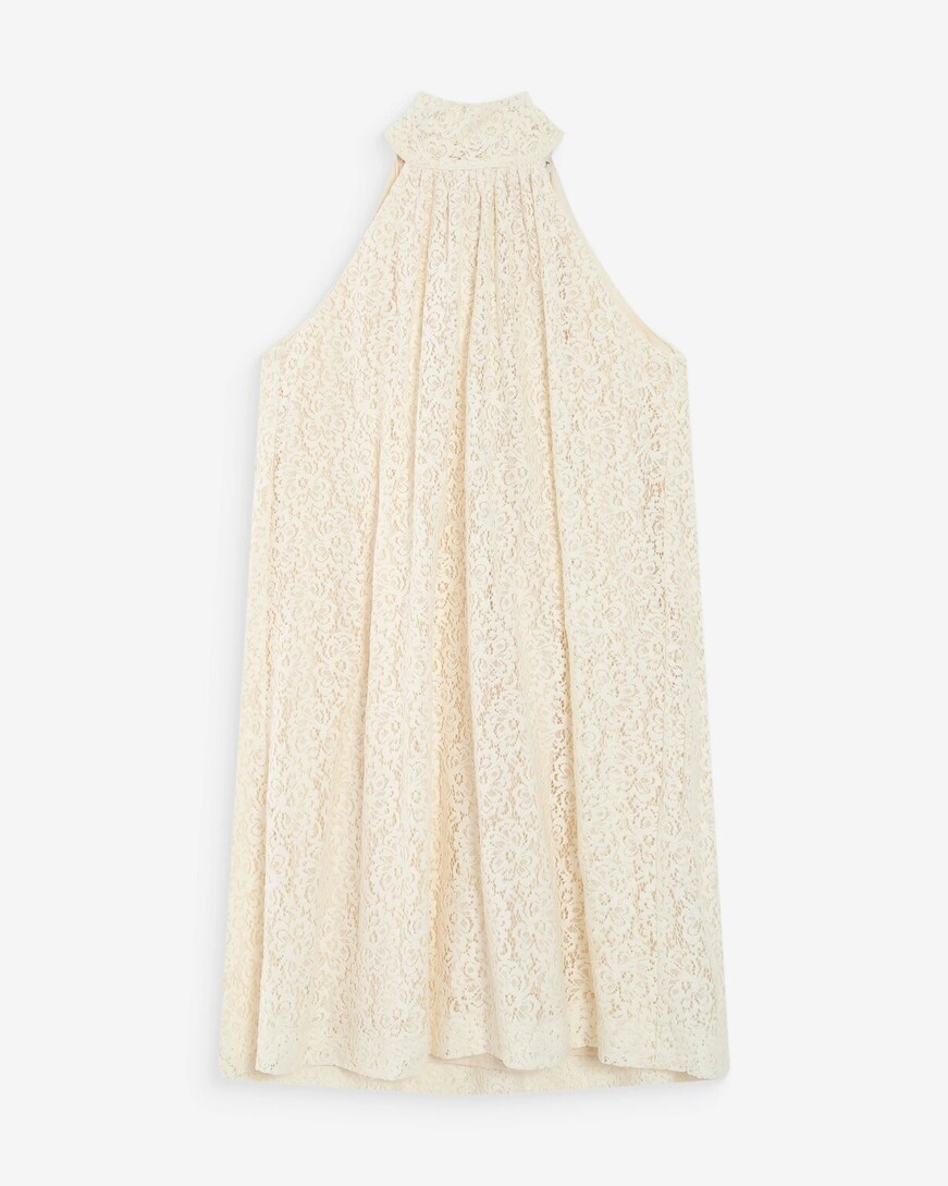SHORT LACE DRESS ECRU VASARELY