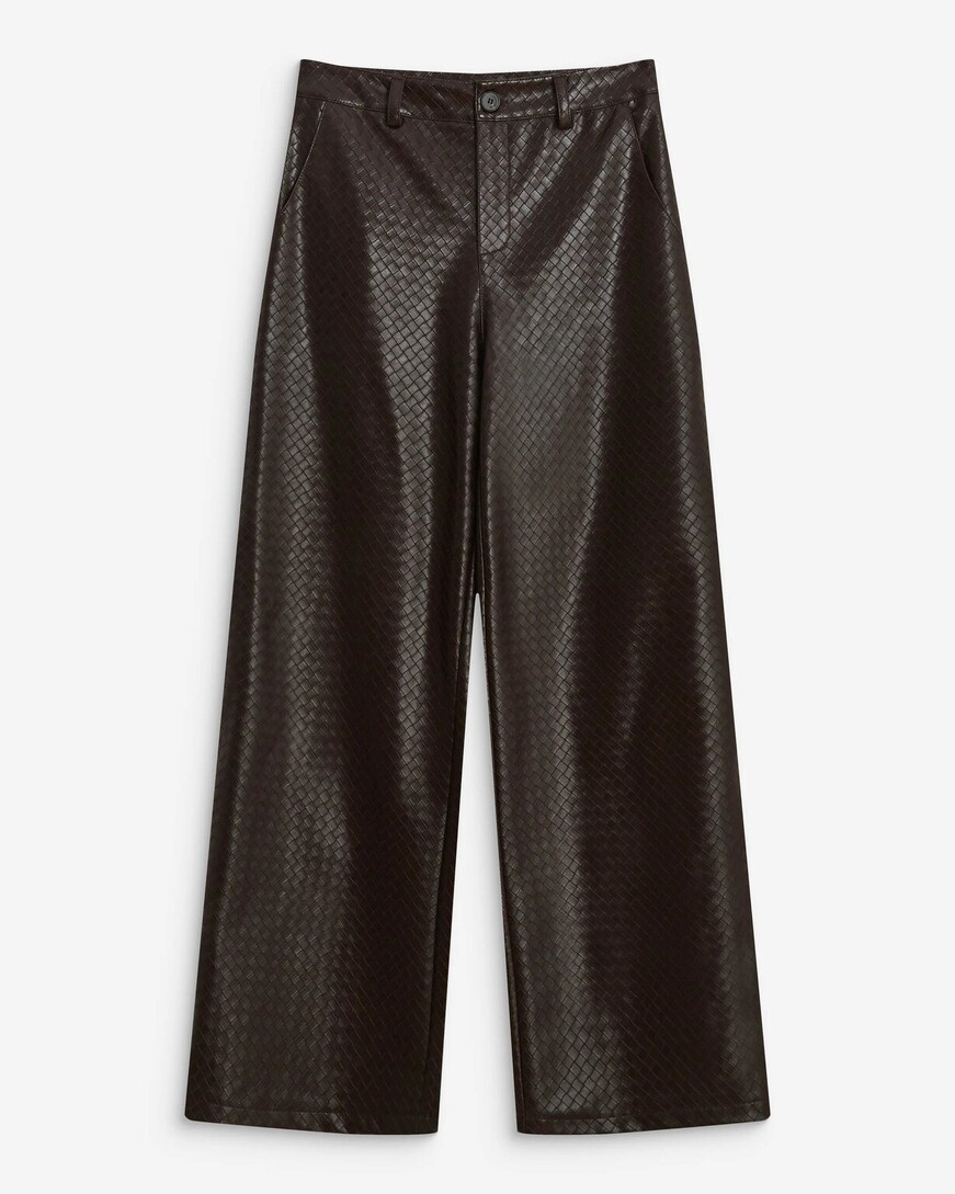 TEXTURED FAUX-LEATHER BARREL PANTS CHOCOLAT ARTIUS