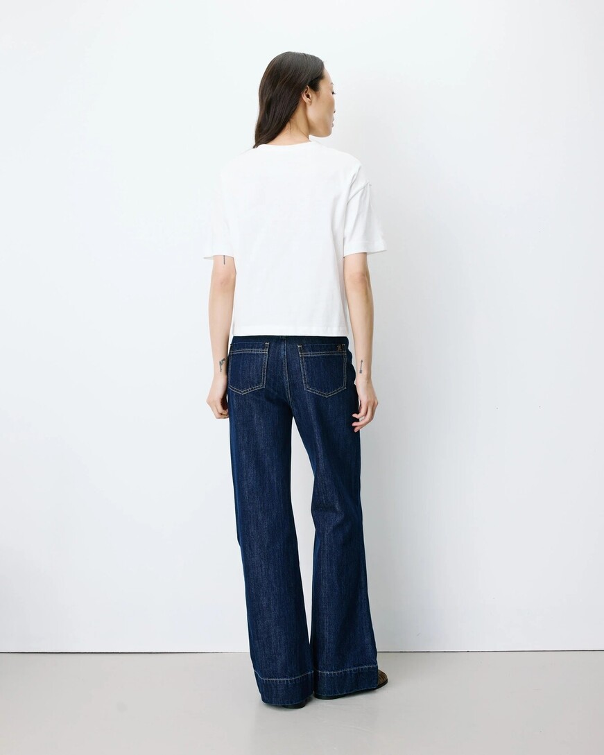 IVORY SHORT-SLEEVED COTTON T-SHIRT WITH LETTERING ANIS