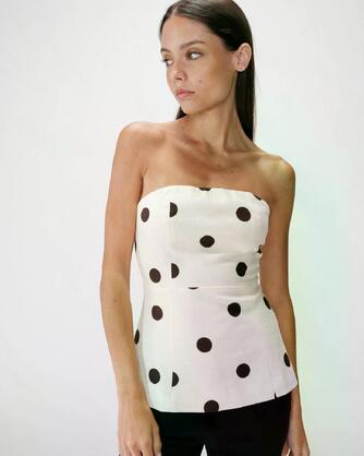 POLKA DOT PEPLUM BUSTIER ECRU WIXIE