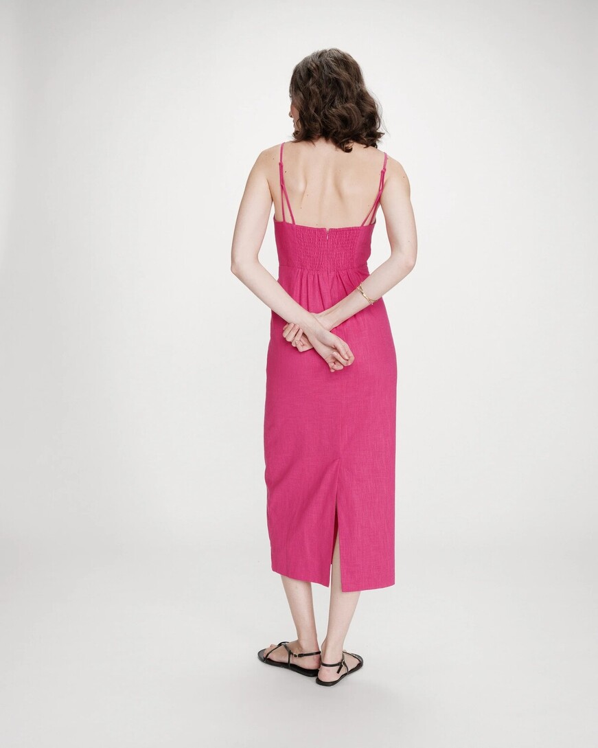 LONG LINEN DRESS FUCHSIA VERANYS