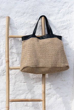 BEIGE LEATHER TOTE BAG WITH WATTING (2304) OPHELIA