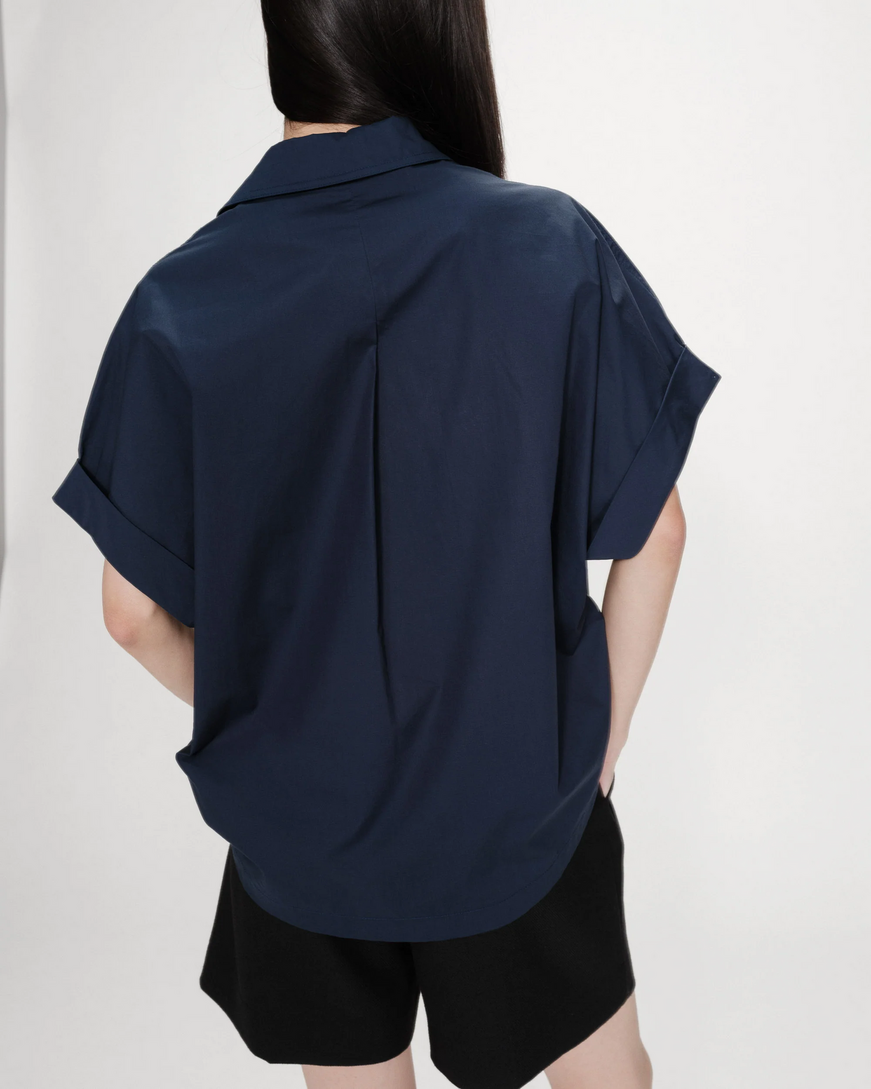 LOOSE COTTON BLOUSE MARINE VERSIGNY