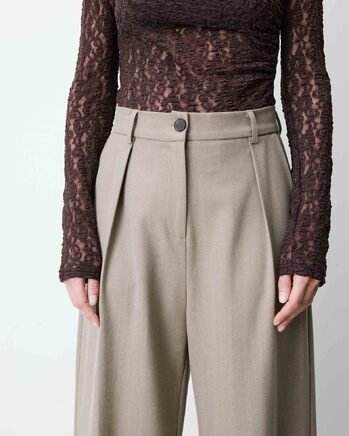 WIDE-LEG CROPPED TAILORED PANTS BEIGE ATLANTIS