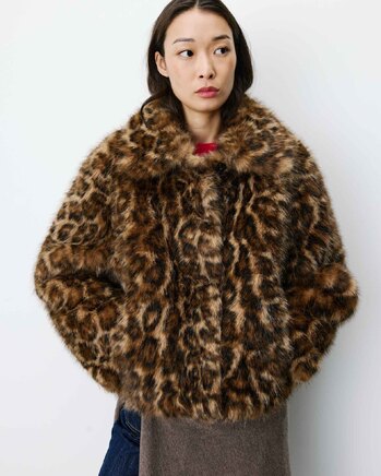 SHORT PATTEERNED FAUX-FUR COAT LEO ALVA