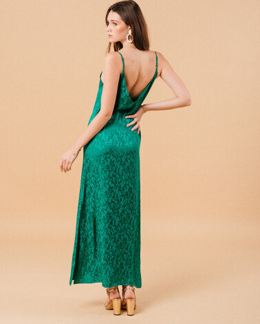 GREEN SATIN DRESS (MICHAELA) GRACE&MILA,S