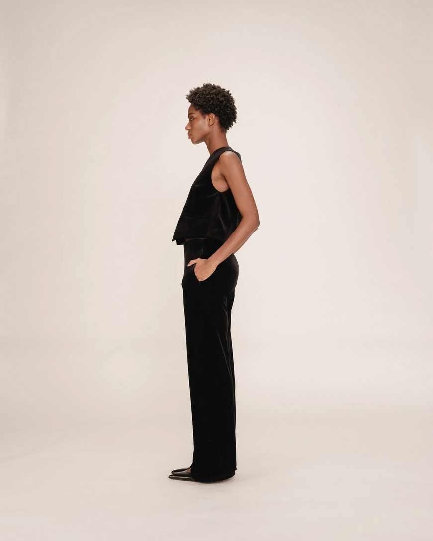 VELVET TAILORED TROUSERS BLACK TIGER GRACE&MILA