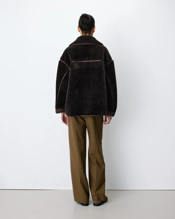 BUTTONED FAUX-FUR COAT CHOCOLAT AMELIO