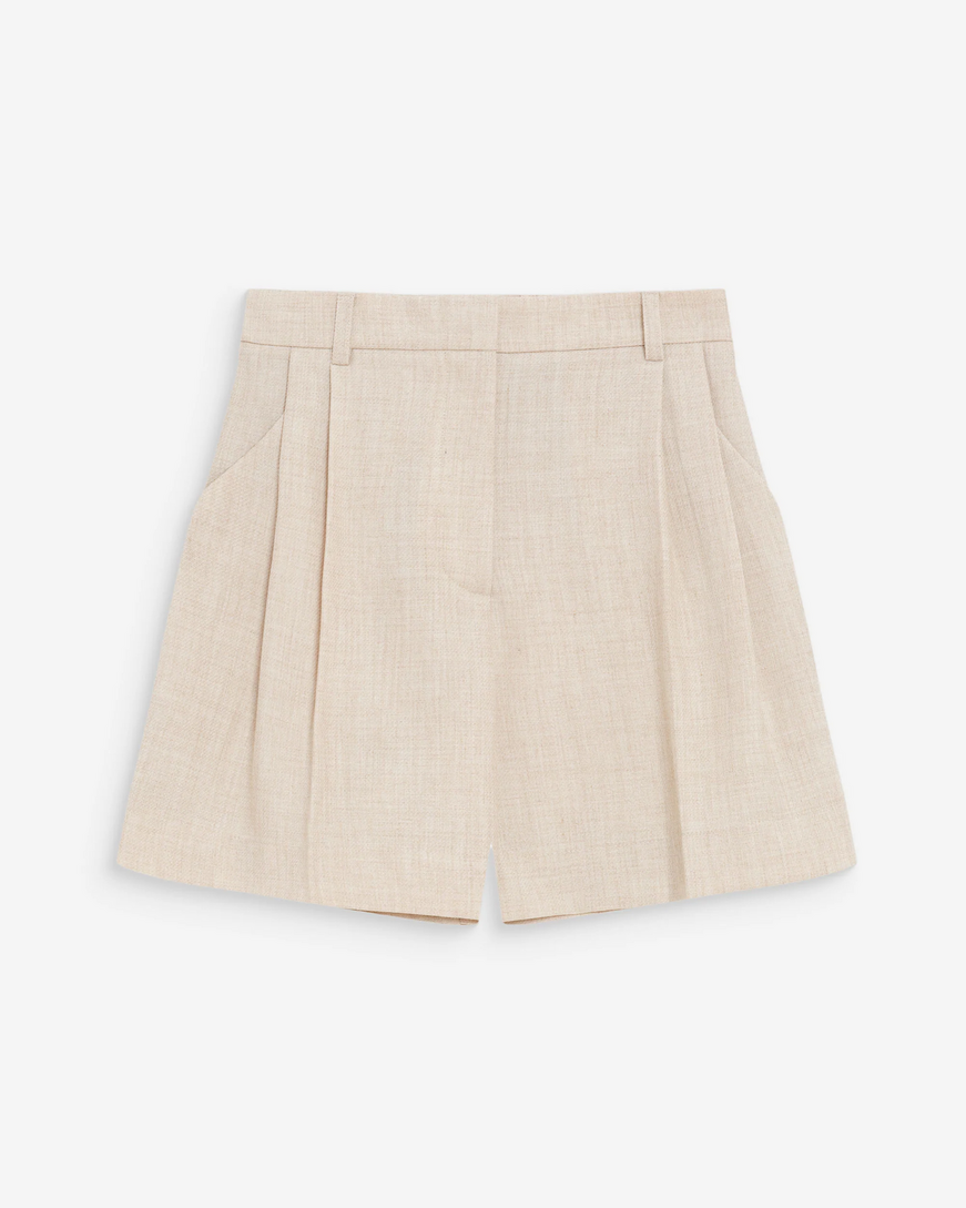 PLEATED STRAIGHT SHORTS SABLE VITE