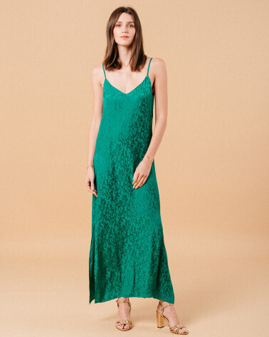 GREEN SATIN DRESS (MICHAELA) GRACE&MILA,S