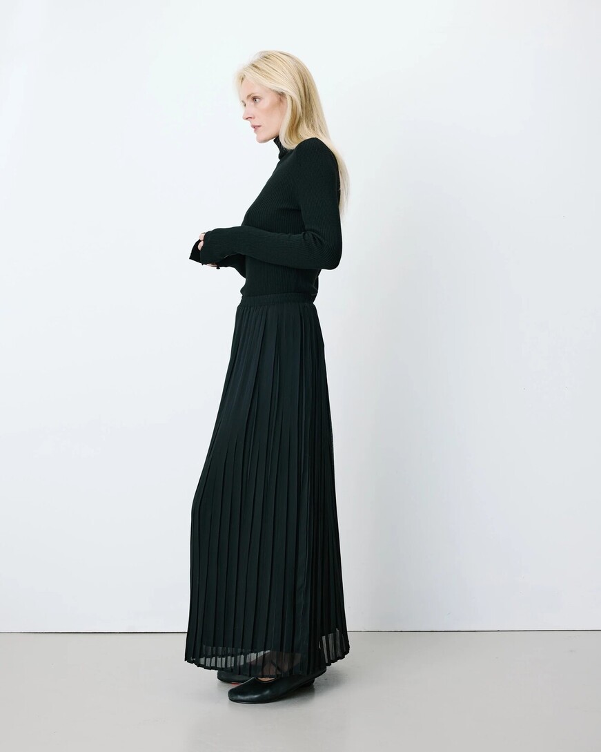 PLATED MAXI SKIRT NOIR ANISSA