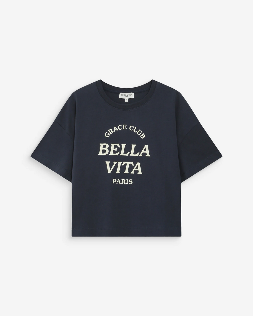 OVERSIZED SLOGAN TOP MARINE VOSS