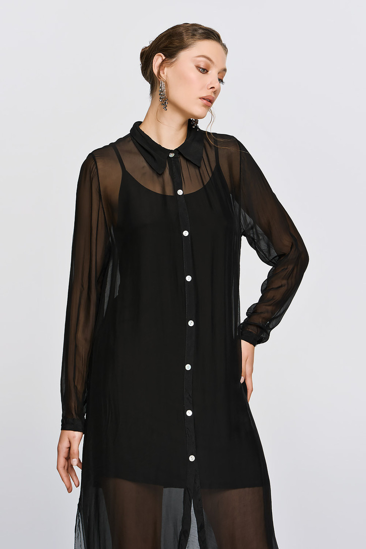 APHRODITE LONG SHIRT DRESS BLACK